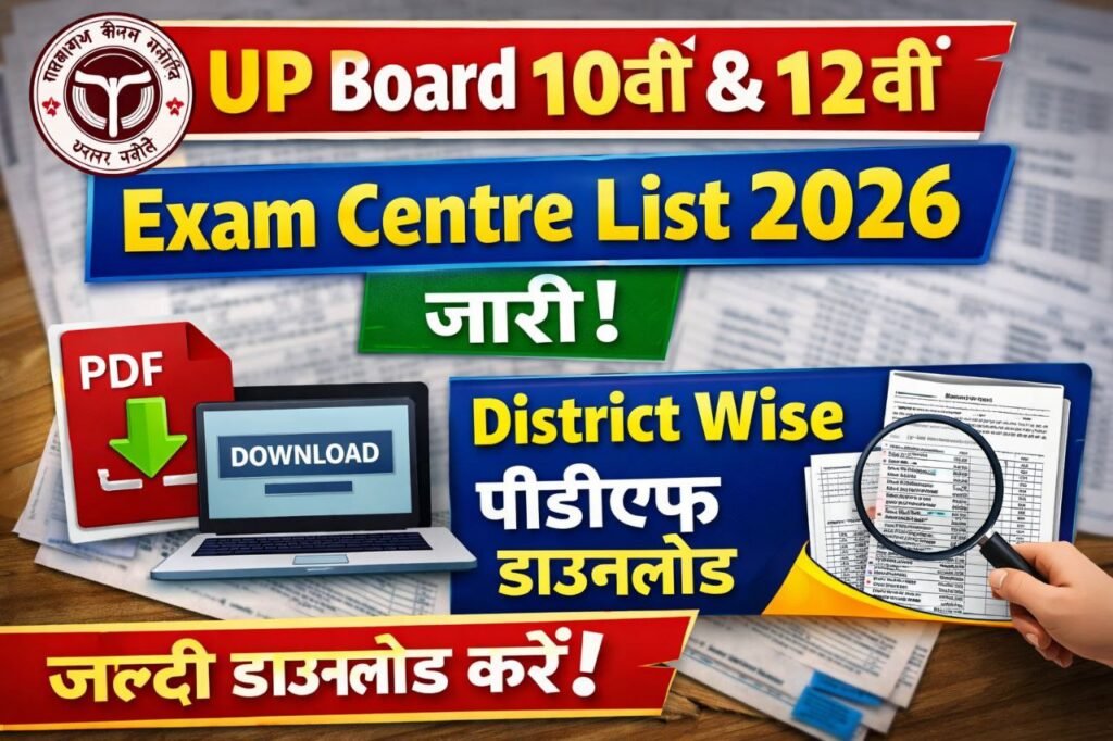 up board 10th 12th center list 2026, up board 10th 12th center list kaise download kare 2026, 12th center list kaise download kare 2026, up board , upboardgov.com
